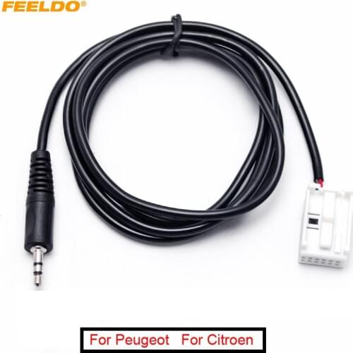 FEELDO 10Pcs Car Stereo Audio 3.5mm Male AUX Adapter Cable Fit For Peugeot 307/308/407/408/Also For Citroen C2/C5/C-Quatre/Sega