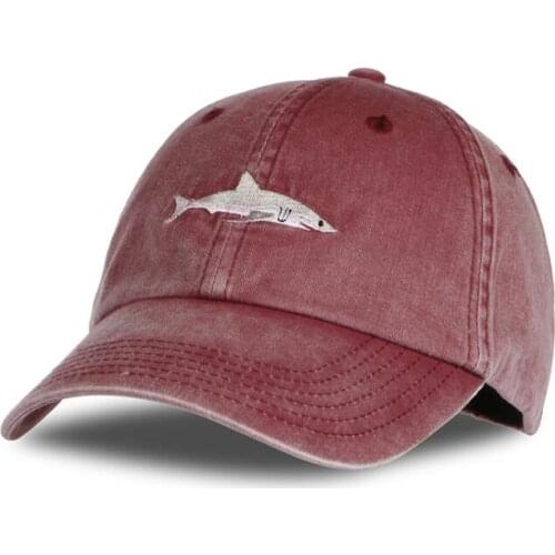 1pcs/lot Women Men Solid Color Fashion Cartoon Shark Embroidery Hat Adjustable Baseball Cap 3colors