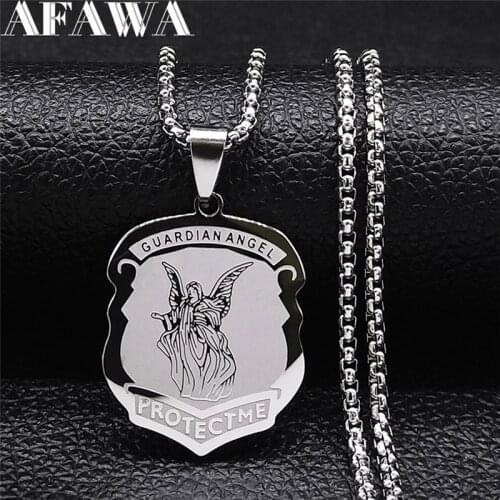 Holy Family Stainless Steel Archangel Michael Chain Necklaces Archangel Gabriel Necklace Sacred Heart of Jesus Jewelry N2234S02