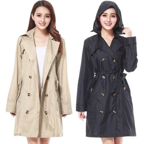 New Fashion Women Raincoat Thin Poncho Ladies Waterproof Long Slim Adults Rain Coat With Belt Windproof Rain Jacket