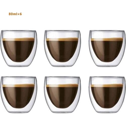 Glass Heat-resistant Double-layer Glass Beer Espresso Coffee Cup Set Handmade Beer Mug Tea Cup Whiskey Glass Drink B200129