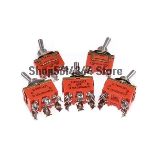 Panel Mount DPDT On-On Dual Position Toggle Switch 250V 15A E-TEN1021/1221/1322/1321/1122