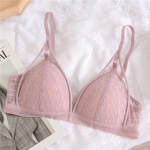 Floral Lace Bras For Women Sexy Lingerie Beauty Back Deep V Lace Bralette Female Brassiere Wire Free Thin Underwear Push Up Bra