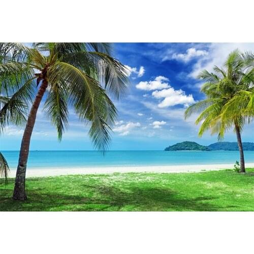 Summer Holiday Seaside Beach Grassland Palm Tree Photography Backgrounds Baby Child Photographic Backdrops For Home Photo Studio