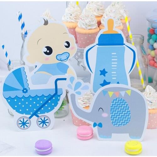 Boy Baby Shower Theme Party Table Centerpiece Elephant Baby Stroller Decorations Kids Event Birthday Party Decorations Supplies