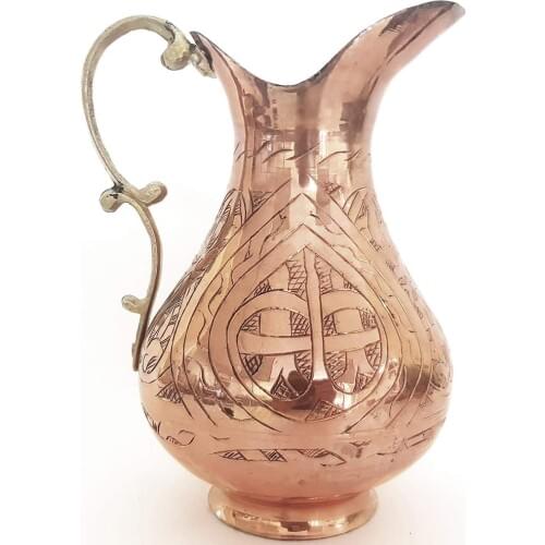 Handmade Copper Water Pitcher Jug Vessel for Serving Drinking Beverages Hammered for Housewarming Gift 1.7 Liter - 1 mm