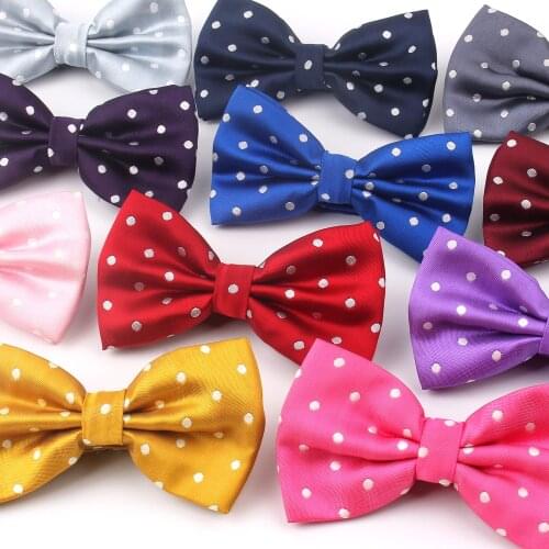 Fashion Dot Bow Tie For Men Women Classic Bowtie For Business Wedding Bowknot Adult Polyester Mens Bowties Cravats Yellow Tie