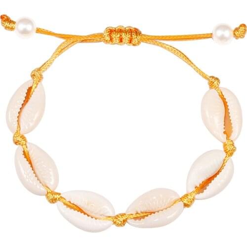 Fashion Women Shell Bracelet Bohemia Beach Seashell Cowrie Conch Charms Pendant Bracelets Handmade Rope Summer Jewely for Girls