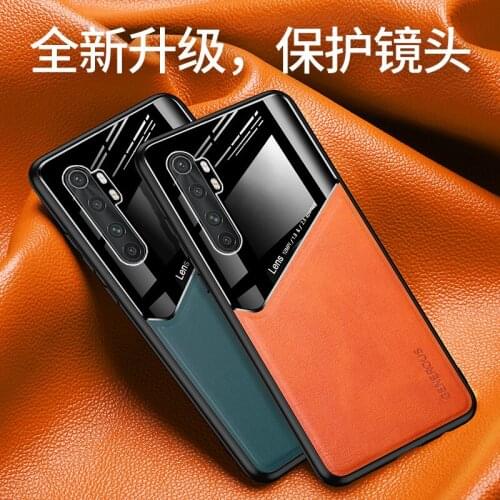 Soft TPU Bumper Tempered Glass +PU Leather Shockproof Phone Case For Xiaomi Note10Lite Back Magnetic Cover