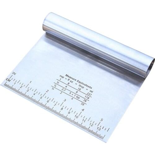 Stainless Steel Home Kitchen Baking Pizza Dough Scraper Cutter Kitchen Flour Pastry Smoother Tools With Scale