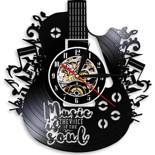 New Guitar Vinyl Record Wall Clock Music Vintage LP Wall Clock Home Decor Musical Instruments Gift For Music Lover Guitarist