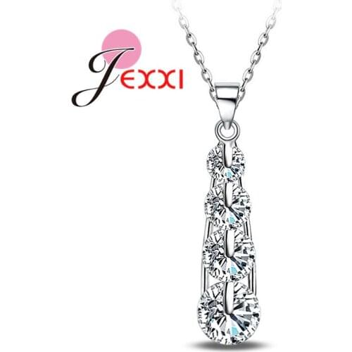 Bijoux Fashion Jewelry Necklace+Pendant White Cubic Zirconia Women 925 Sterling Silver Wedding Accessories Wholesale Price