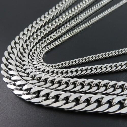 Men necklace stainless steel cuban link chain on the neck necklace men hip hop long gold necklace Steel gifts male accessories
