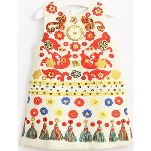 Spring Summer quality Girls Dress baby dress kids brand Vestidos Children fashion sleeveless printed a-line dress