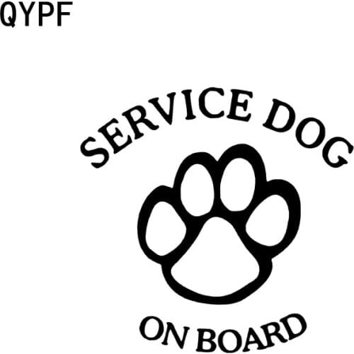 QYPF 12.7CM*12.1CM SERVICE DOG ON BOARD Vinyl Car Sticker Decal Black Silver C14-0105