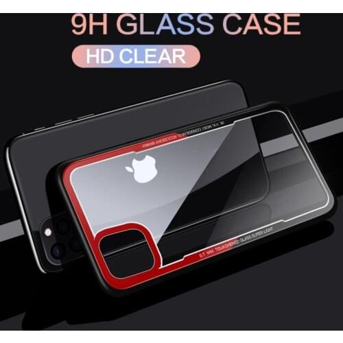 Luxury Transparent Glass Case For iPhone11 12 Pro Max silicone bumper cover for iPhone 12 Mini XS MAX XR X 7 Plus 8 7plus