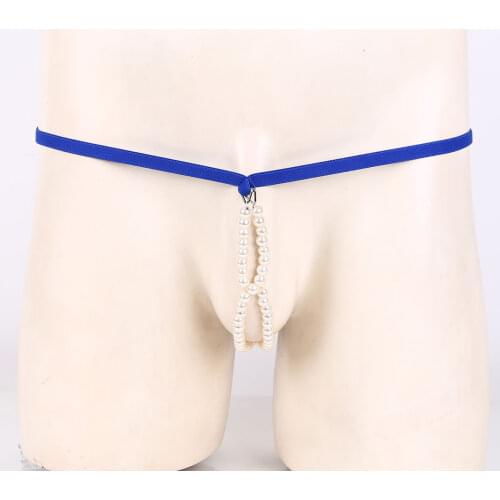 Sexy Cuecas Gay Men Underwear Jockstrap Sissy Panties Pearls Thongs G String O-Ring T-back Man Erotic Lingerie Underwear