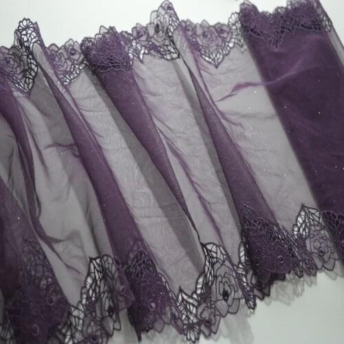 10Meters Mesh Net Embroidered Purple Lace Fabric Bilateral Fabric Rose Flowers Ribbon Bra Underwear Cloth Evening Dress Material