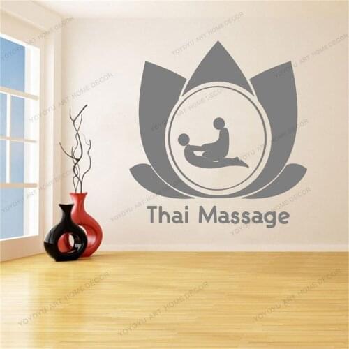 Thai Massage Signboard Lotus Decal Vinyl Art Removeable Art Wall Sticker Wall Decoration Poster Beauty Mural Modern CX1150