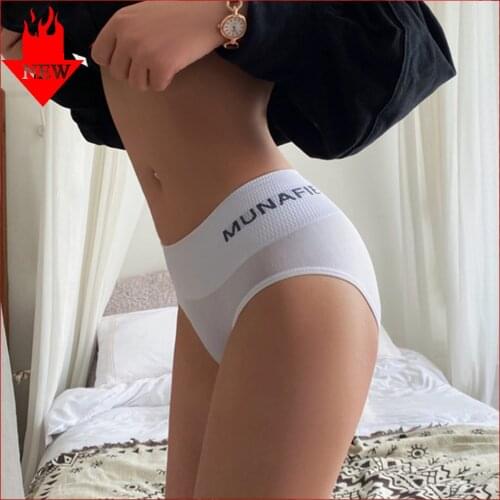Womens Sexy White Panties Underwear Cotton Seamless Running Fitness Briefs High Waist Comfort Lady Intimates Lingerie For Woman