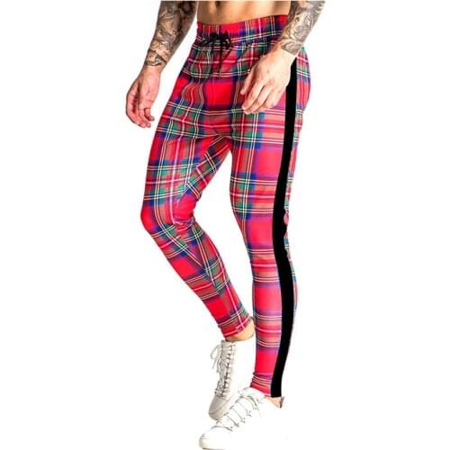 Streetwear Scottish style Mens workout pants casual skinny trousers joggers men sport pantalon ropa hombre sweat pants tracksuit