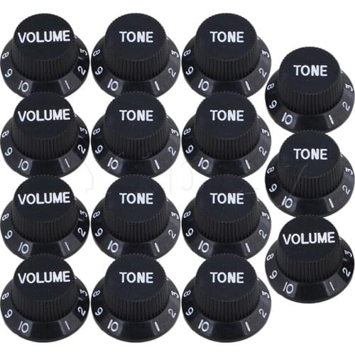 Yibuy Plastic Black Top Hat Speed Control Knobs with White Numbers Scale for Electric Guitar