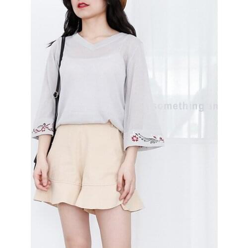 Blusas De Inverno Feminina Cotton New Special Offer Feminino 2018 Summer V Ice Pullover Thin Embroidery Sleeve Jacket