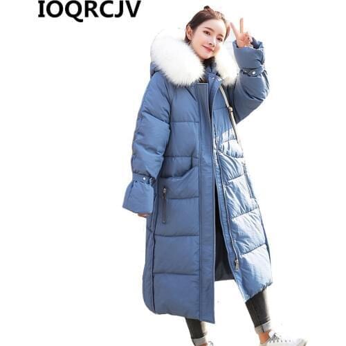 Women Down Jacket New 2019 Winter Hooded Casual Thick Coat Long Female Fur Collar Cotton Padded Jackets Parkas Outerwear R980