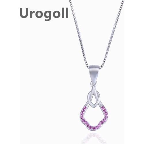 Fashion Women Pure 925 Sterling Silver Necklaces Clavicle Necklace Rose Gold Zircon Pendant Necklaces Chain Jewelry Accessory