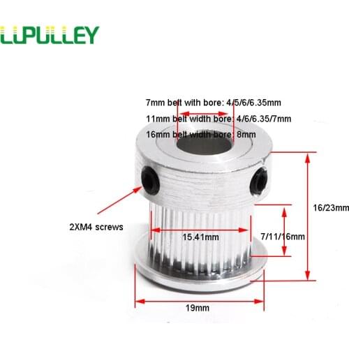 LUPULLEY GT2 25T Timing Pulley Bore 4/5/6/6.35/7/8mm GT2 Gear Pulley 25 tooth With 6mm Synchronous Wheel pulleys