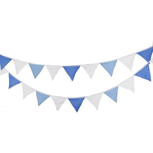 1pcs 5.5M 24 Flags Blue White Simple Wedding Flag Banner Party Decoration Home Birthday Festival Wall Deco Pennant Shooting Tool