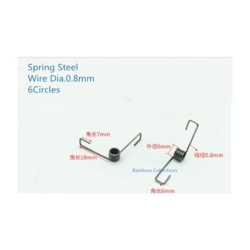 10pcs/lot 0.8*6*18mm 6circle Spring Steel torsion spring Hardware springs Rotating spring