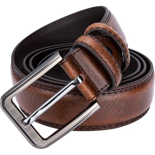 100% Cowhide Real Leather Belt Men Casual Male Pin Buckle Brand Strap Brown Vintage Cowboy Jeans Cintos 3.6cm Wide PZ-1006-C