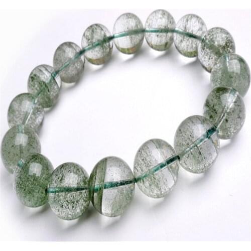 13mm Genuine Natural Green Chlorite Phantom Quartz Crystal Round Beads Jewelry Powerful Women Men Stretch Bracelet Free Shipping