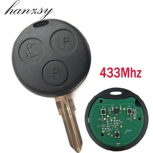 3 Buttons For Mercedes Benz Smart Fortwo 450 Forfour 451 Roadstar Car Remote Key 433Mhz Uncut Blank Blade