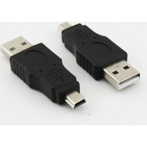 5pcs USB 2.0 Type A Male Plug To USB Mini 5Pin Male Plug Male to Male Adapter Converter Connector Black