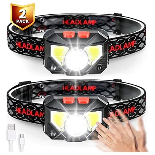 50000lums Hands-free Power LED Headlamp Motion Sensor LED headlight Tactical Torch Built-in battery inductive with Portable box