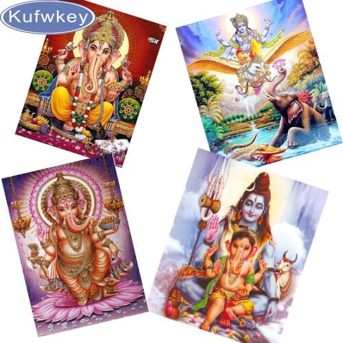 3D Full Square diy Diamond Painting Cross Stitch 5D Diamond Embroidery indian god Buddha elephant Nose Needlework diamond Mosaic