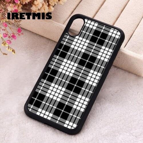 Iretmis 5 5S SE 2020 phone cover cases for iphone 6 6S 7 8 Plus X Xs Max XR 11 12 Mini Pro Soft Silicone TPU BLACK PLAID