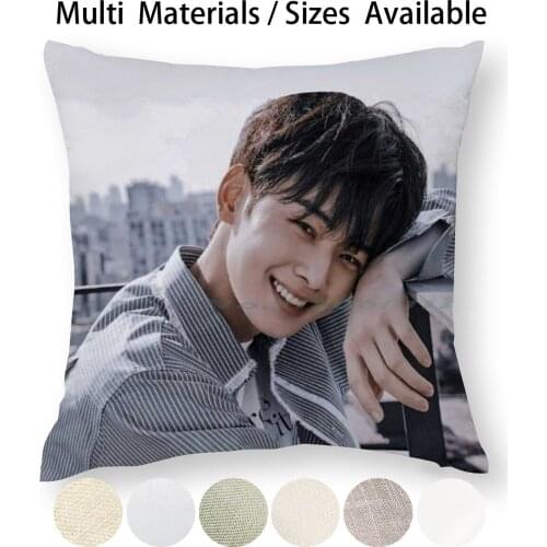 Cha Eunwoo Cute Smile Pillow Case Throw Pillow Cover Cotton Linen Flax Cha Eunwoo Actor Cha Eunwoo Astro Cha Eun Woo Actor Cha