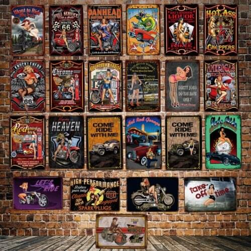 [ DecorMan ] Classic US motor pin up Wall Poster Custom wholesale Paintings Bar PUB garage Decor LT-1996
