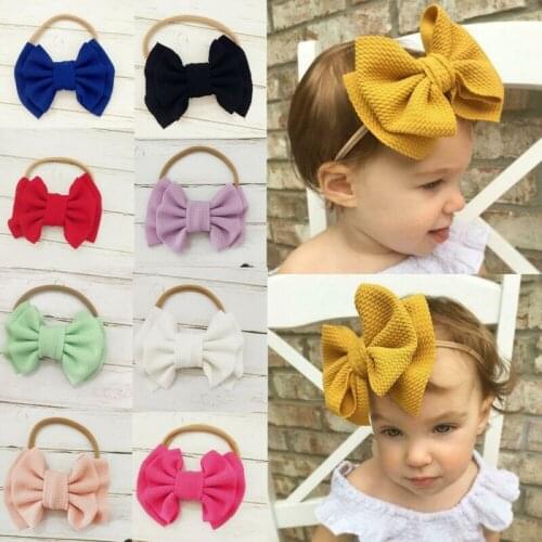 Baby Girls Kids Toddler Cotton Bow Knot Hairband Headband Stretch Turban Head Wrap