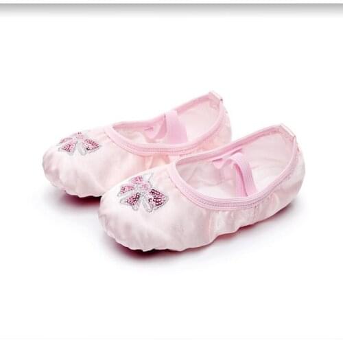Childrens Dance Shoes Womens Ballet Shoes Embroidered Sequins Satin Yoga Shoes Girls' Dance Shoes