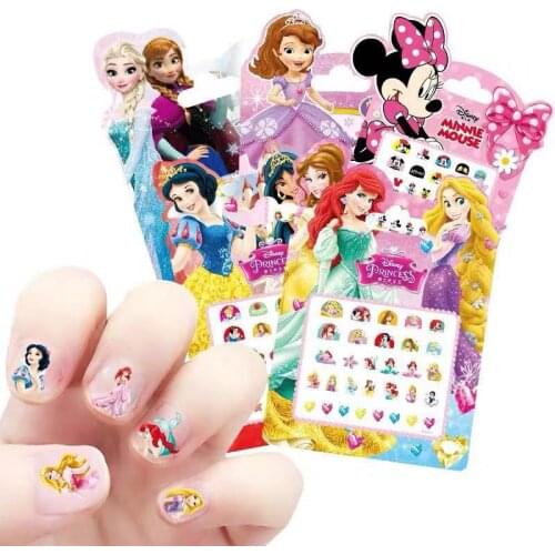 Disney Frozen elsa and Anna Makeup Toys Nail Stickers Disney snow White Princess Sophia Mickey Minnie kids earrings sticker toys