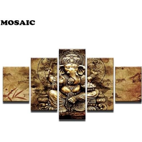 DIY Diamond Painting"5 Pieces India Ganesh Poster Elephant Trunk God"Mosaic diamond Embroidery 5D Square/Round Drill