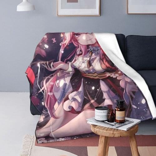 Action Game Honkai Impact 3 Blankets Fleece Printed Pretty Girl Anime Manga Soft Throw Blanket for Bed Travel Quilt