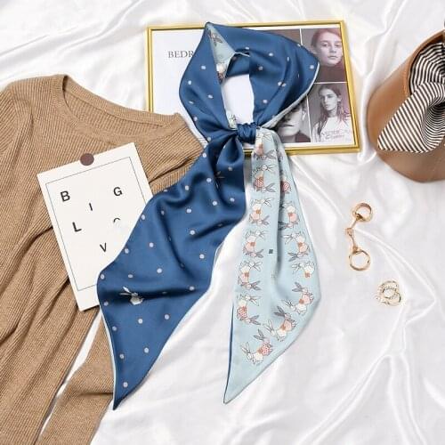 13x150cm Retro Floral Strip Patchwork Silk Finish Ins Elegant Bags Ribbon Tie Band Neckerchief Hair Neck Scarves for Women 2021