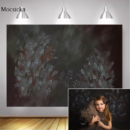 Newborn Adult Birthday Portrait Photography Background for Photo Studio Wheat Ears Hand Painted Flowers Backdrop Oil Painting