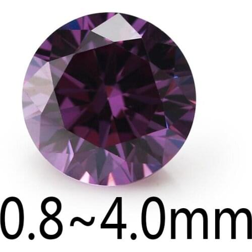 500PCS 0.8mm~4.0mm Round Shape Loose CZ Stone Purple Color AAAAA Cubic zirconia Synthetic Gems For Jewelry DIY Stone