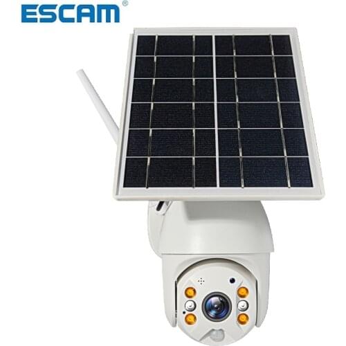 Escam Solar Camera Wifi Version PTZ 1080P Outdoor Security Wireless Monitor Waterproof CCTV Smart Home Surveillance Solar Panel